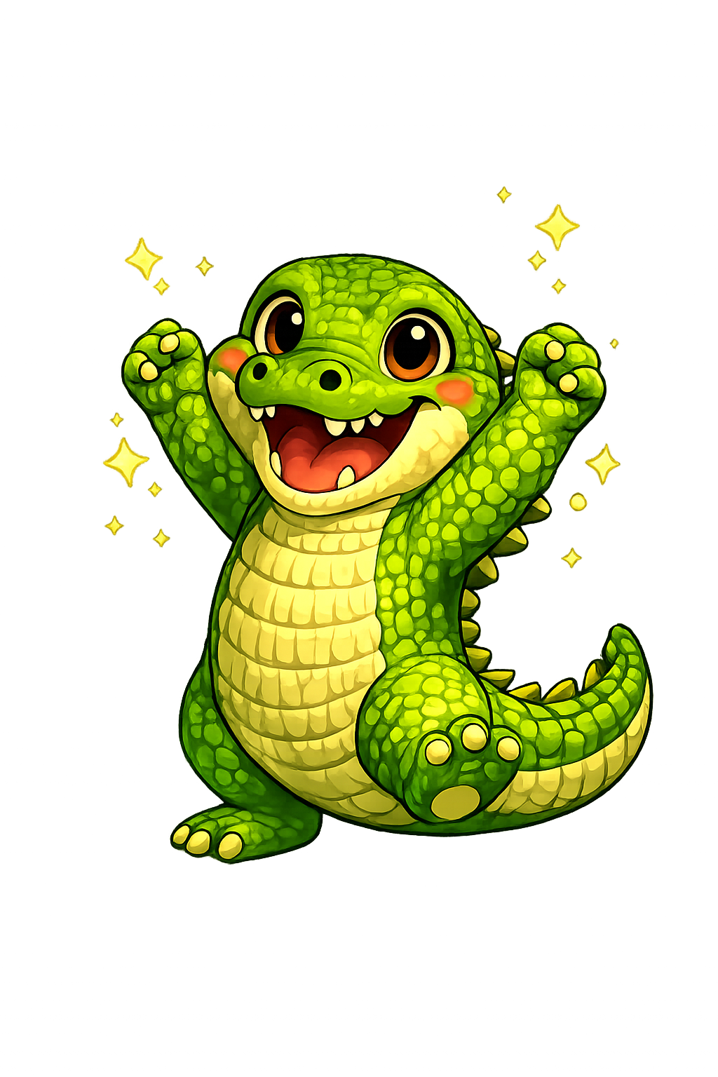 Sam the alligator mascot looking excited